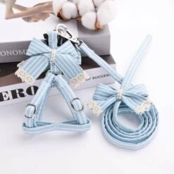Collari E Imbracature Per Cani A Strisce Rosa Set Di Guinzagli Per Animali Con Fiocchi In Cotone For Ragazze E Ragazzi Accessori Da Passeggio Per Chihuahua (Dimensioni : L) -Cibi per cani in Italia 98139876 5