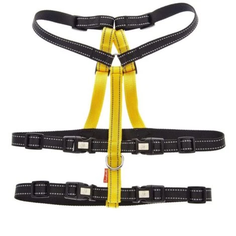 Ferribiella Pettorina Antifuga In Nylon Doppia H Per Cani: S - Nero E Giallo 4 Ferribiella Pettorina Antifuga In Nylon Doppia H Per Cani: S - Nero E Giallo - immagine 2