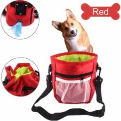 Borsa Per Dolcetti Per Cani, Borsa Da Addestramento Per Cani, Tracolla Regolabile Portatile Per Marsupio, Con Distributore Di Sacchetti Per Cacca, Per Trasportare Giocattoli E Dolcetti (rosso), Kueati