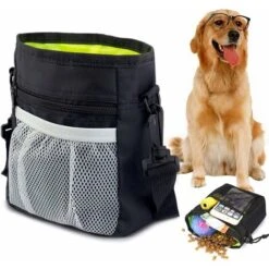 Borsa Per Dolcetti Per Cani, Borsa Da Addestramento Per Cani, Tracolla Regolabile Portatile Per Marsupi, Con Distributore Di Sacchetti Per Cacca, Per Trasportare Giocattoli E Dolcetti (nero), Kueatily