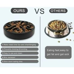 Ciotola Per Cani Anti-ghiottone Ciotola Per Alimentazione Lenta Con Base Antiscivolo Promuove Un'alimentazione Sana E Una Digestione Lenta (piccola Media, Nera) -Cibi per cani in Italia 98433964 3