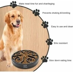 Ciotola Per Cani Anti-ghiottone Ciotola Per Alimentazione Lenta Con Base Antiscivolo Promuove Un'alimentazione Sana E Una Digestione Lenta (piccola Media, Nera) -Cibi per cani in Italia 98433964 5