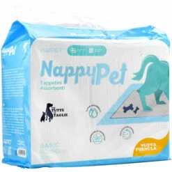 AqpetFriends Nappy Pet Basic Tappetino Assorbente Con Strisce Adesive 50 Pz 60x90 Cm