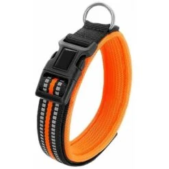 Collare Per Cani, Collare Per Cani Grande/medio/piccolo Imbottito Regolabile Con Striscia Riflettente (arancione L)