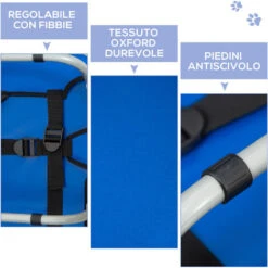 PawHut Brandine Pieghevoli Per Cani In Tessto Oxford, Blu, 71x58x18cm -Cibi per cani in Italia 9894880 5