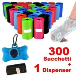 Trade Shop - 300 Sacchetti Igienici Per Bisogni Escrementi Cani Raccolta Feci Con Dispenser -Cibi per cani in Italia 9954384 2
