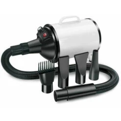 Asciugacapelli Elettrico Per Animali Domestici 2800W Con Riscaldatore Con 3 Ugelli Velocità Del Vento Regolabile Per Cuccioli Piccoli, Medi E Grandi Bianco