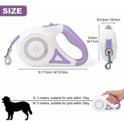 Guinzaglio Retrattile Per Cani, Un Pulsante Facile Da Frenare E Bloccare Guinzaglio Estensibile Per Cani Con Torcia A LED (M, Lunghezza Corda 5 M, Verde) -Cibi per cani in Italia 99784591 4